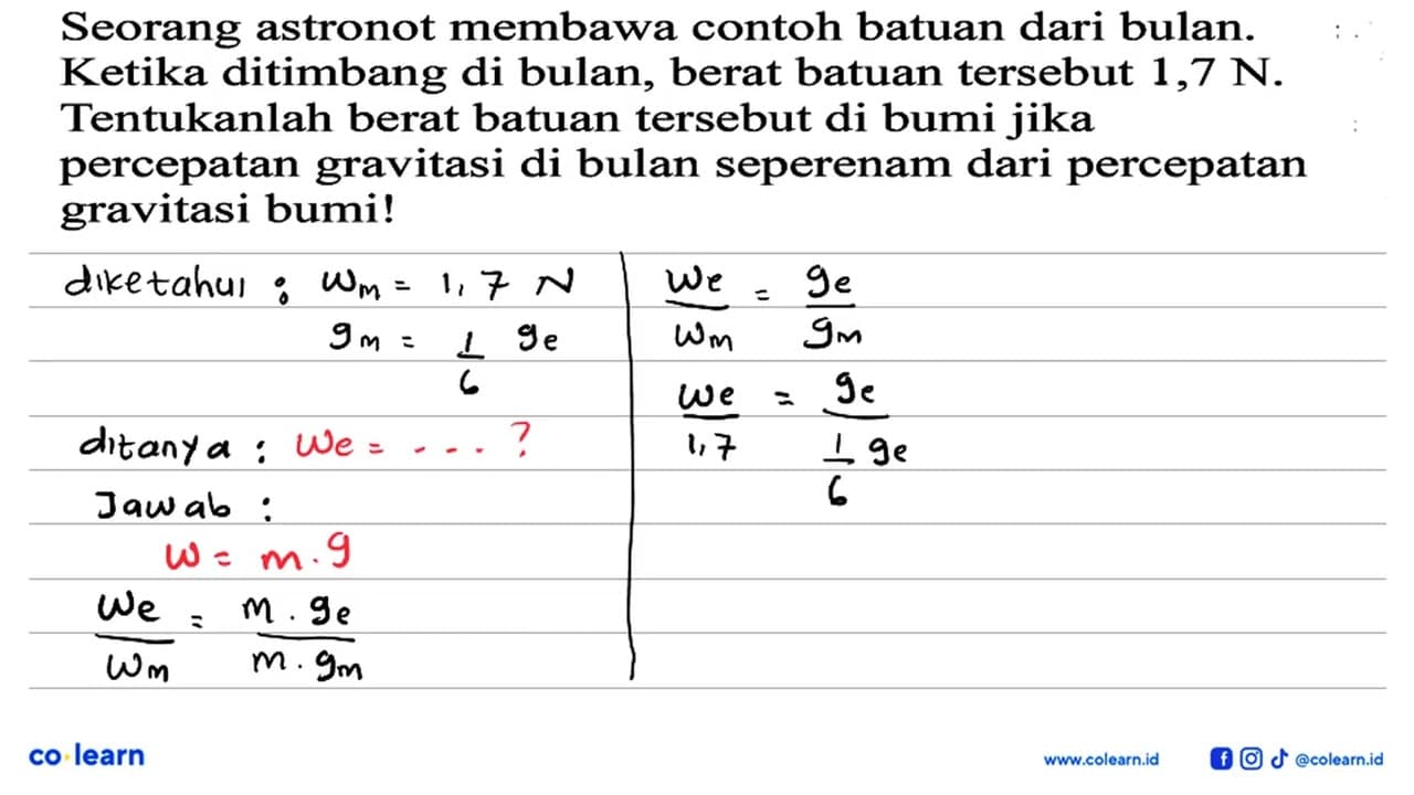 Seorang astronot membawa contoh batuan dari bulan. Ketika