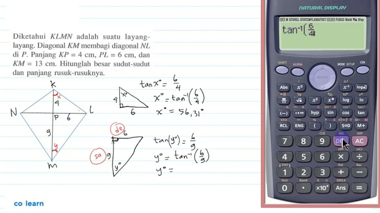 Diketahui KLMN adalah suatu layang-layang. Diagonal KM