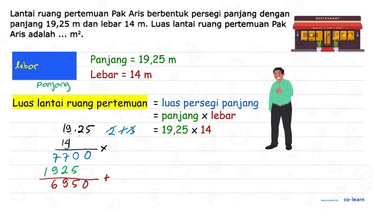 Lantai ruang pertemuan Pak Aris berbentuk persegi panjang