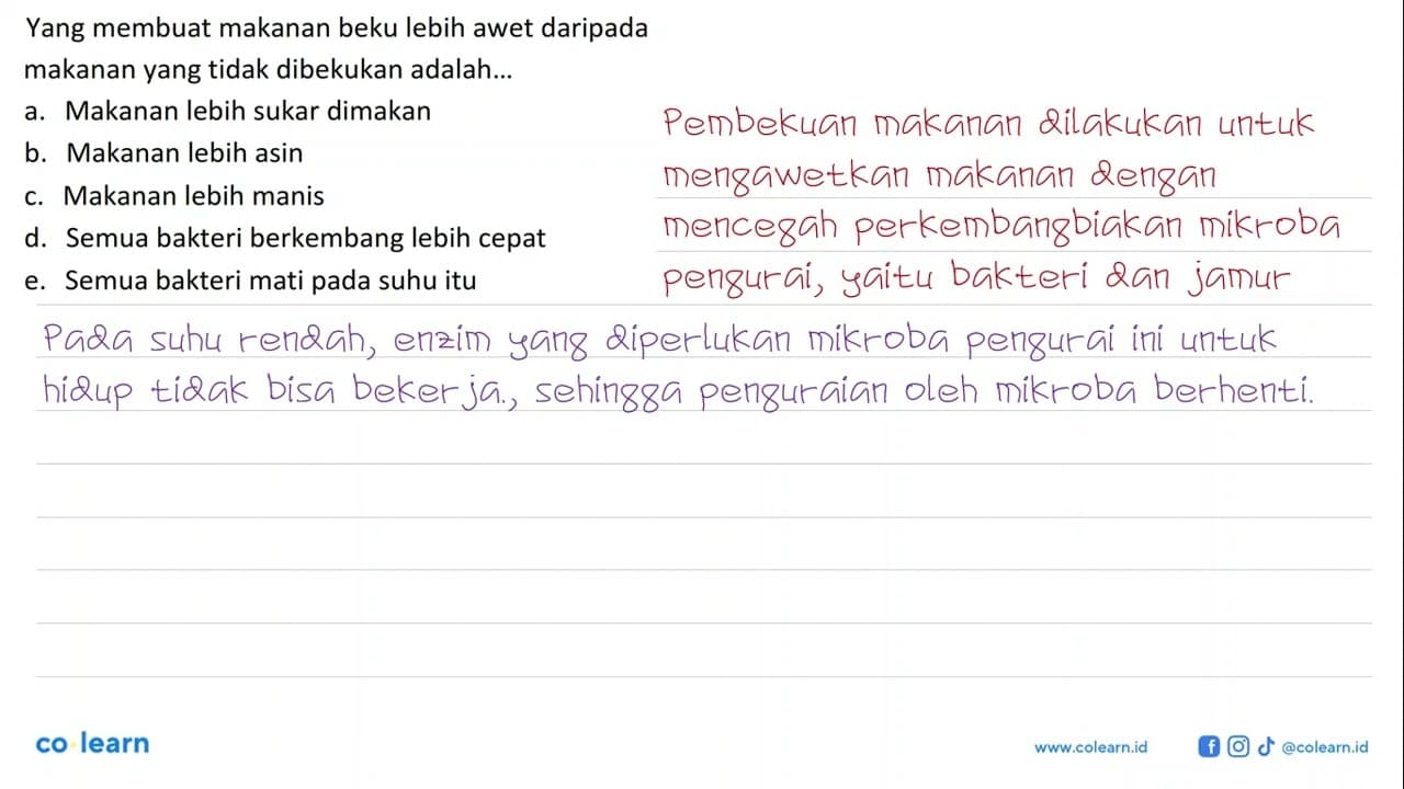 Yang membuat makanan beku lebih awet daripada makanan yang