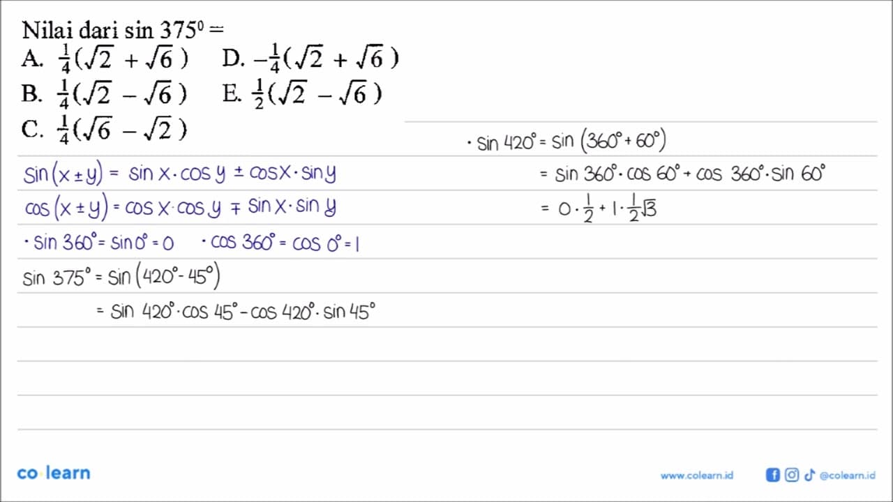 Nilai dari sin 375=