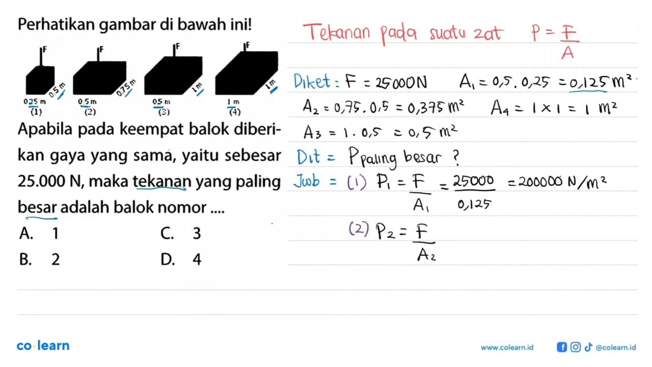 Perhatikan gambar di bawah ini! F 0,5 m 0,25 m (1) F 0,75 m