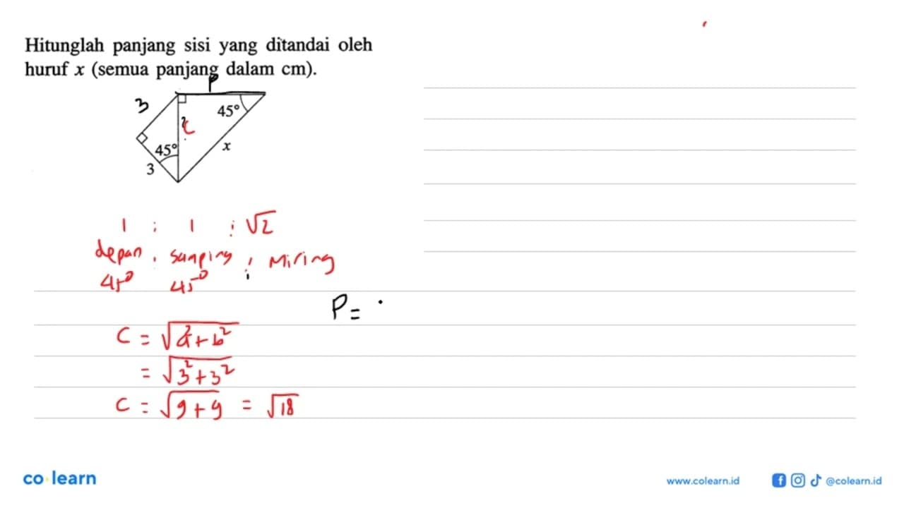 Hitunglah panjang sisi yang ditandai oleh huruf x (semua