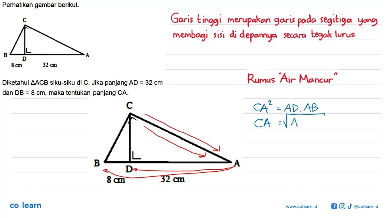 Perhatikan gambar berikut.C B D A 8 cm 32 cmDiketahui