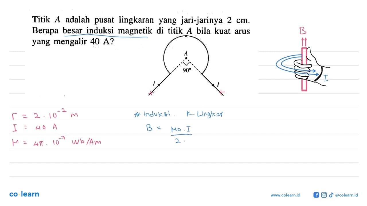 Titik A adalah pusat lingkaran yang jari-jarinya 2 cm.