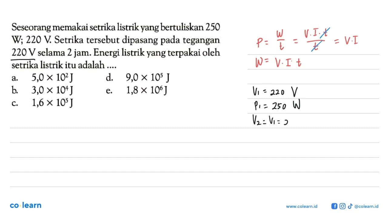 Seseorang memakai setrika listrik yang bertuliskan 250 W;