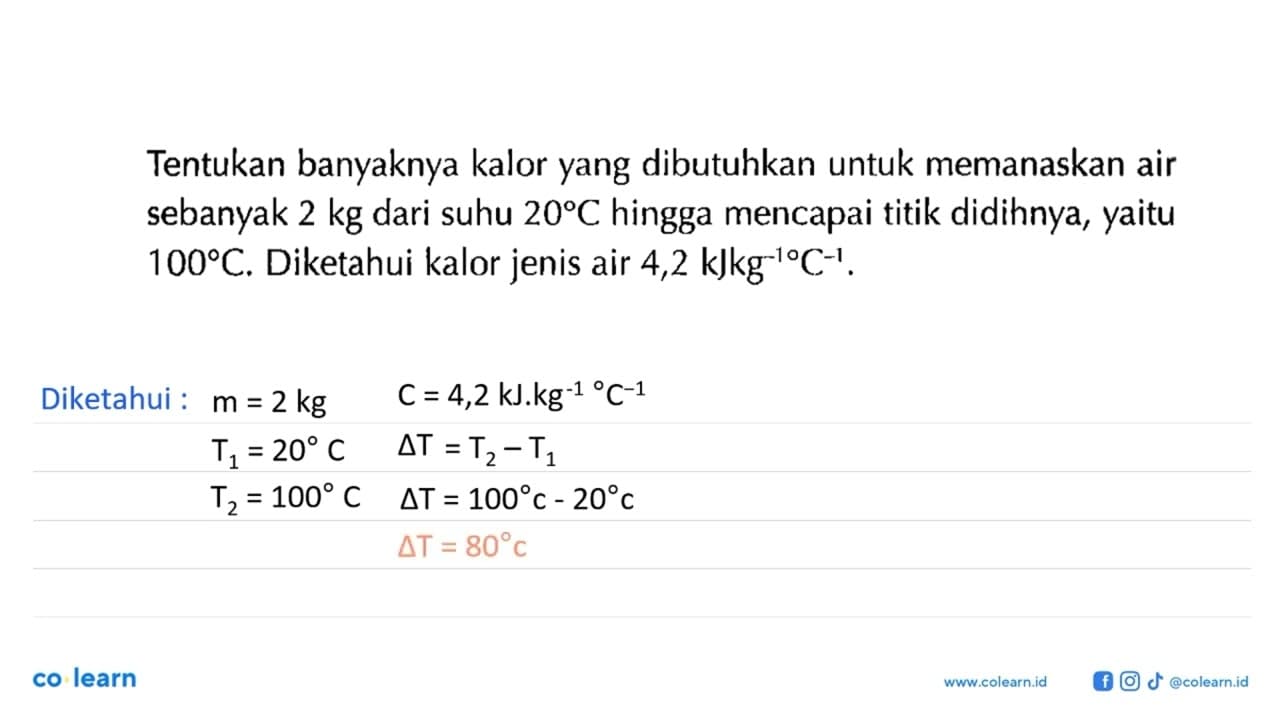 Tentukan banyaknya kalor yang dibutuhkan untuk memanaskan