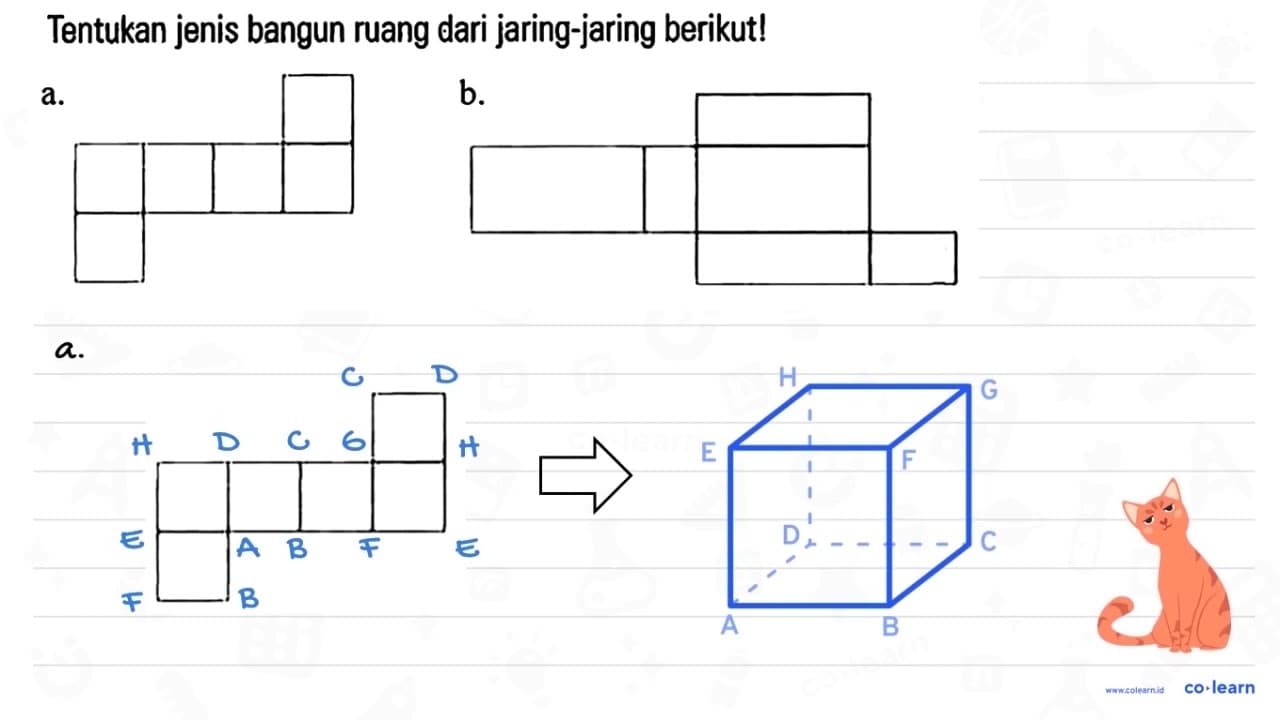 Tentukan jenis bangun ruang dari jaring-jaring berikut! a.