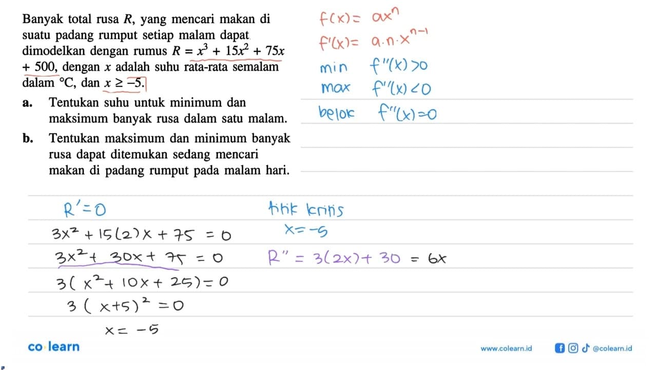 Banyak total rusa R, yang mencari makan di suatu padang