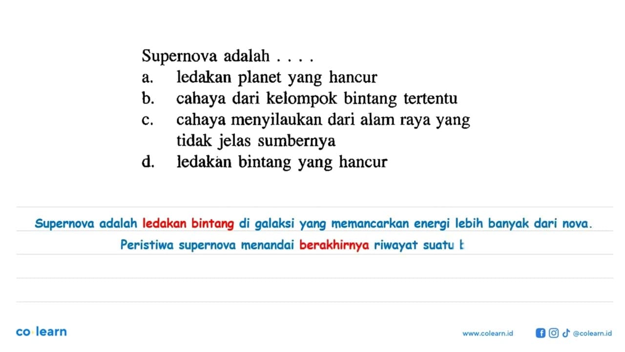 Supernova adalah ....