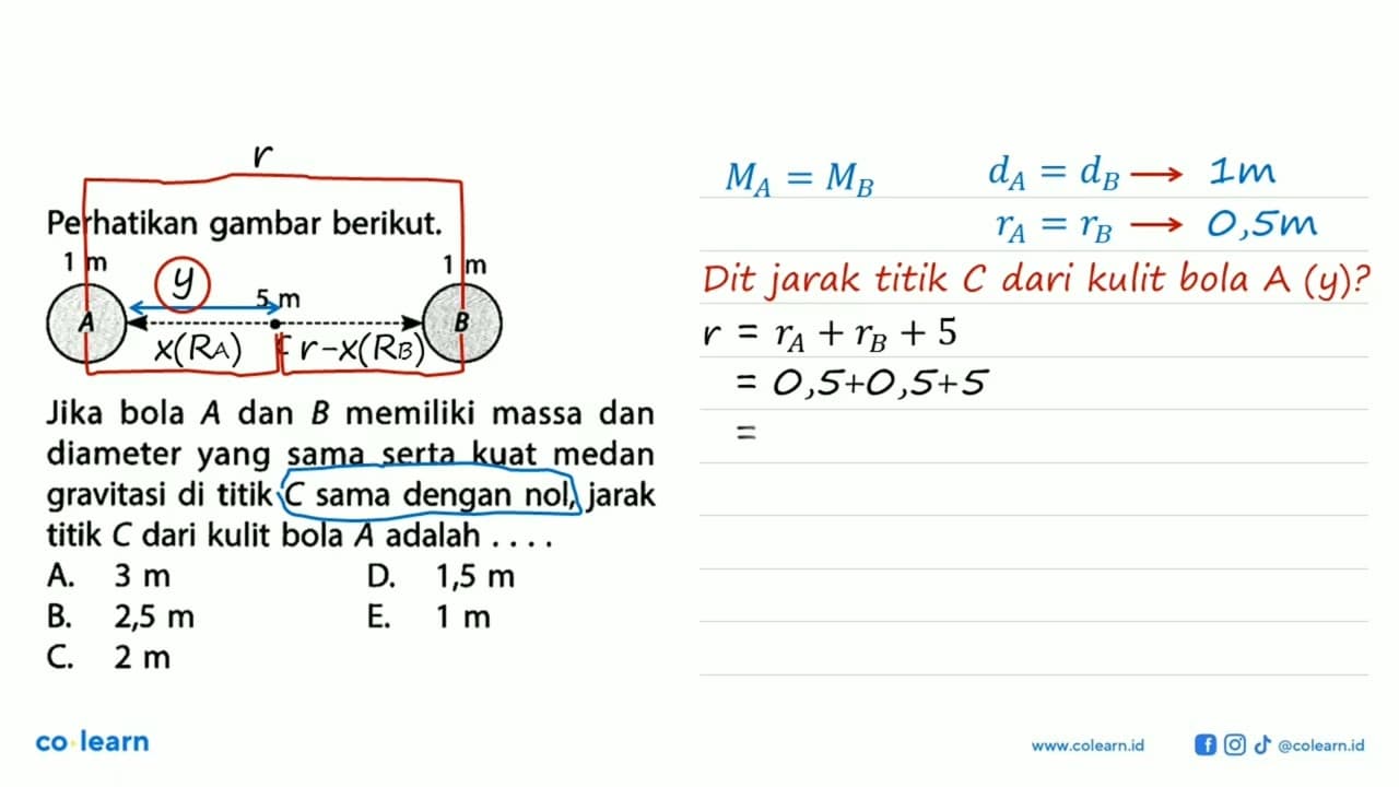 Perhatikan gambar berikut.Jika bola A dan B memiliki massa