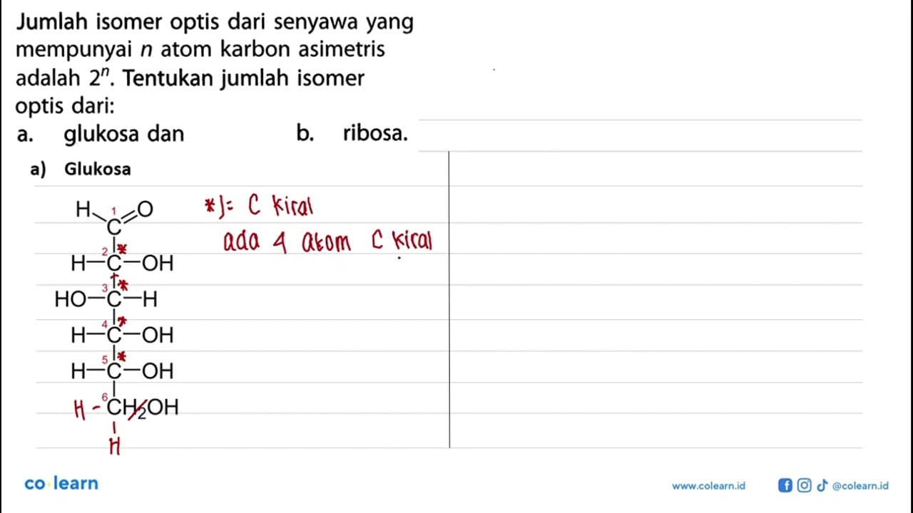 Jumlah isomer optis dari senyawa yang mempunyai n atom