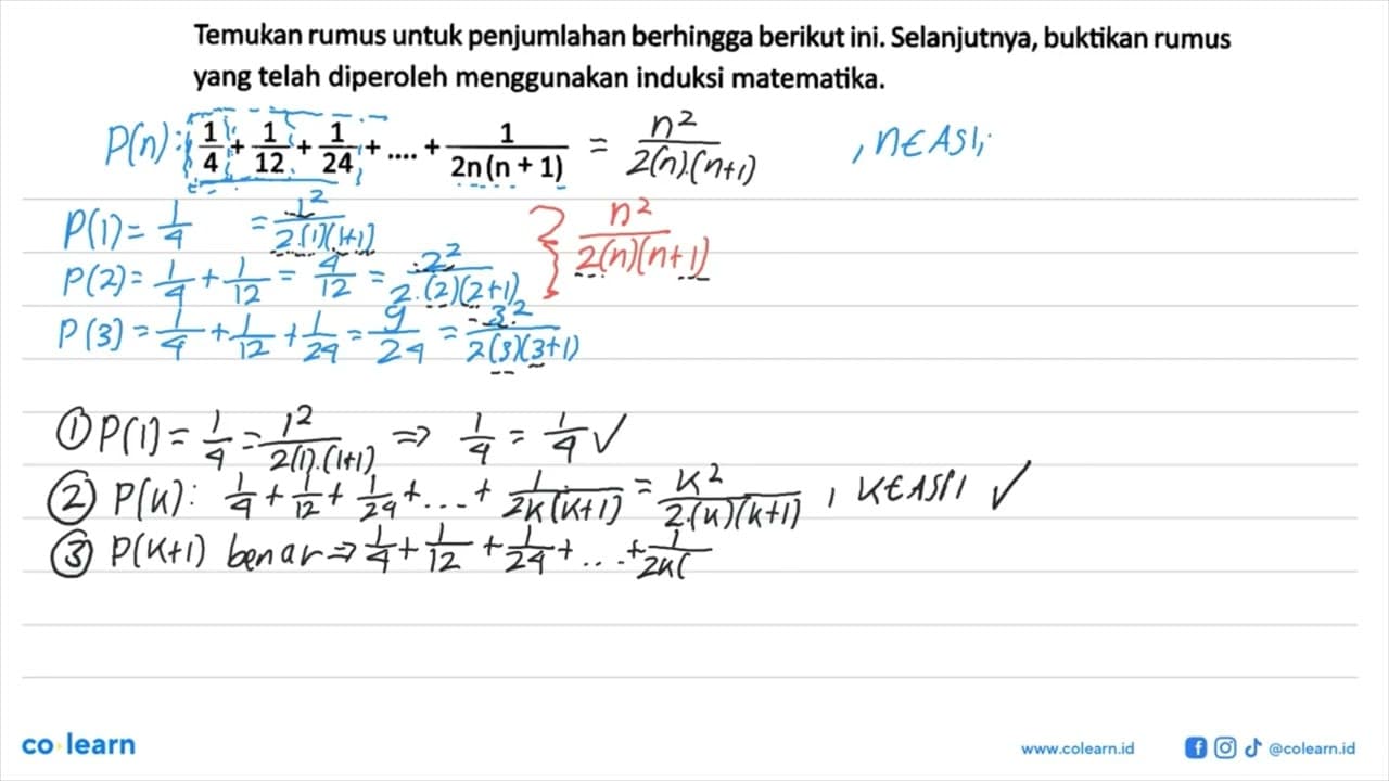 Temukan rumus untuk penjumlahan berhingga berikut ini.