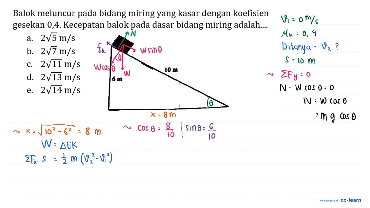 Balok meluncur pada bidang miring yang kasar dengan