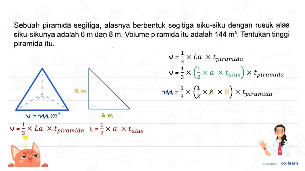 Sebuah piramida segitiga, alasnya berbentuk segitiga