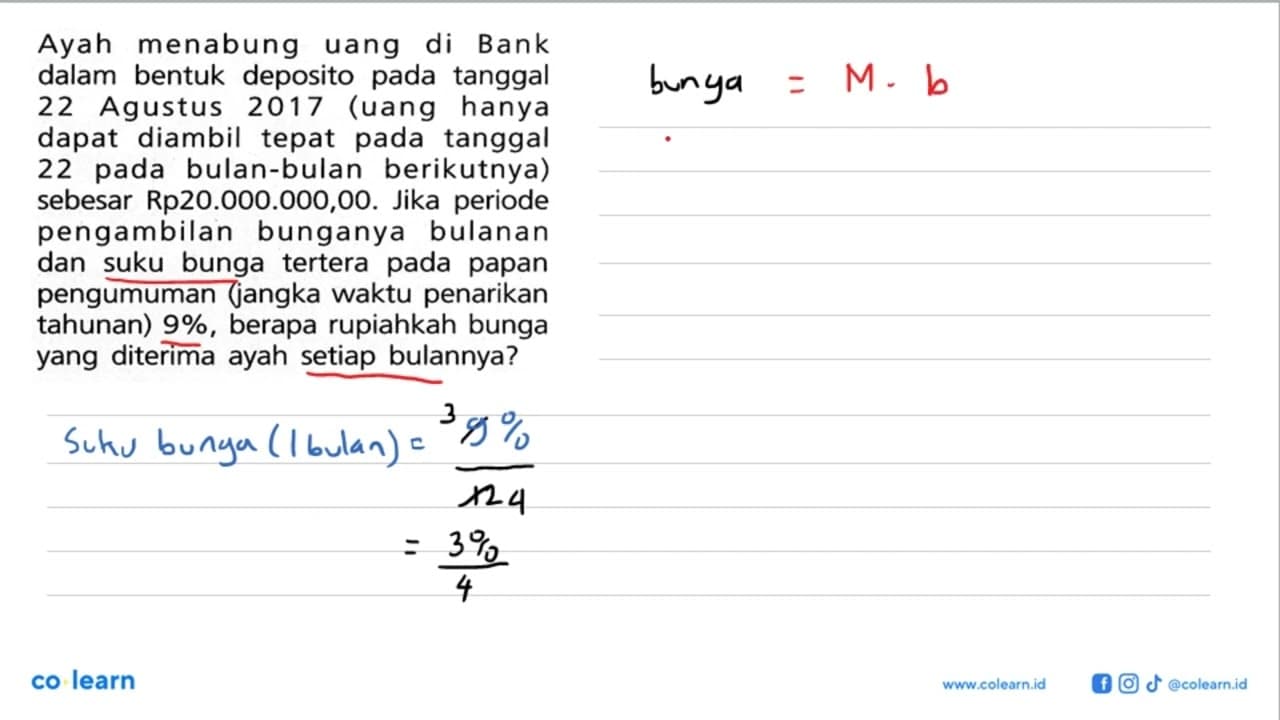 Ayah menabung uang di Bank dalam bentuk deposito pada