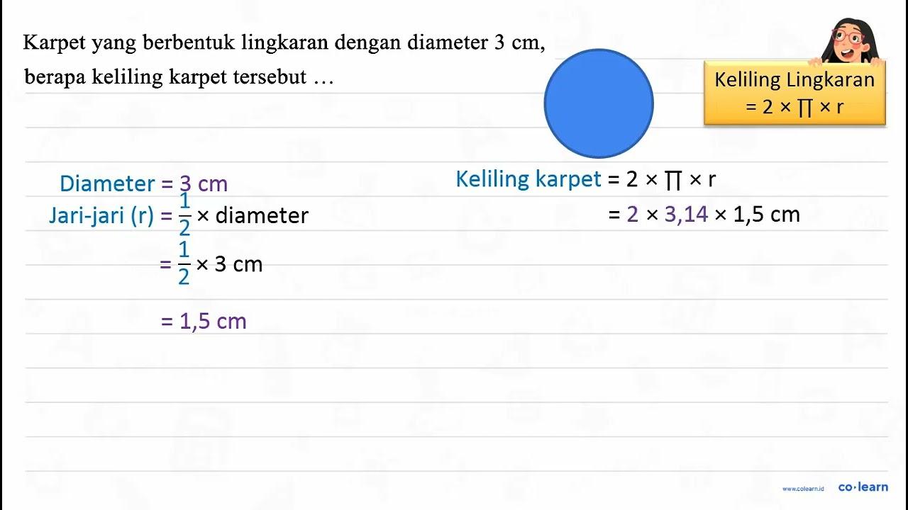 Karpet yang berbentuk lingkaran dengan diameter 3 cm,