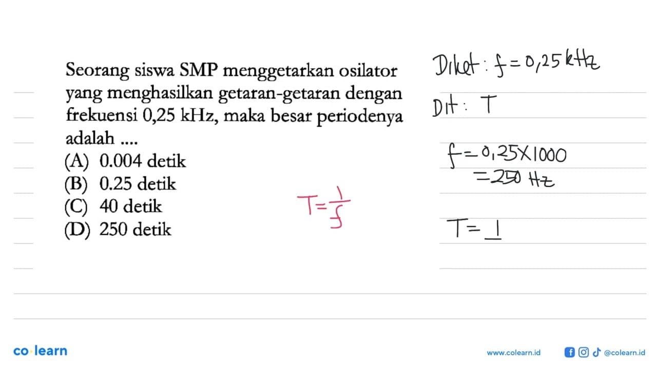 Seorang siswa SMP menggetarkan osilator yang menghasilkan