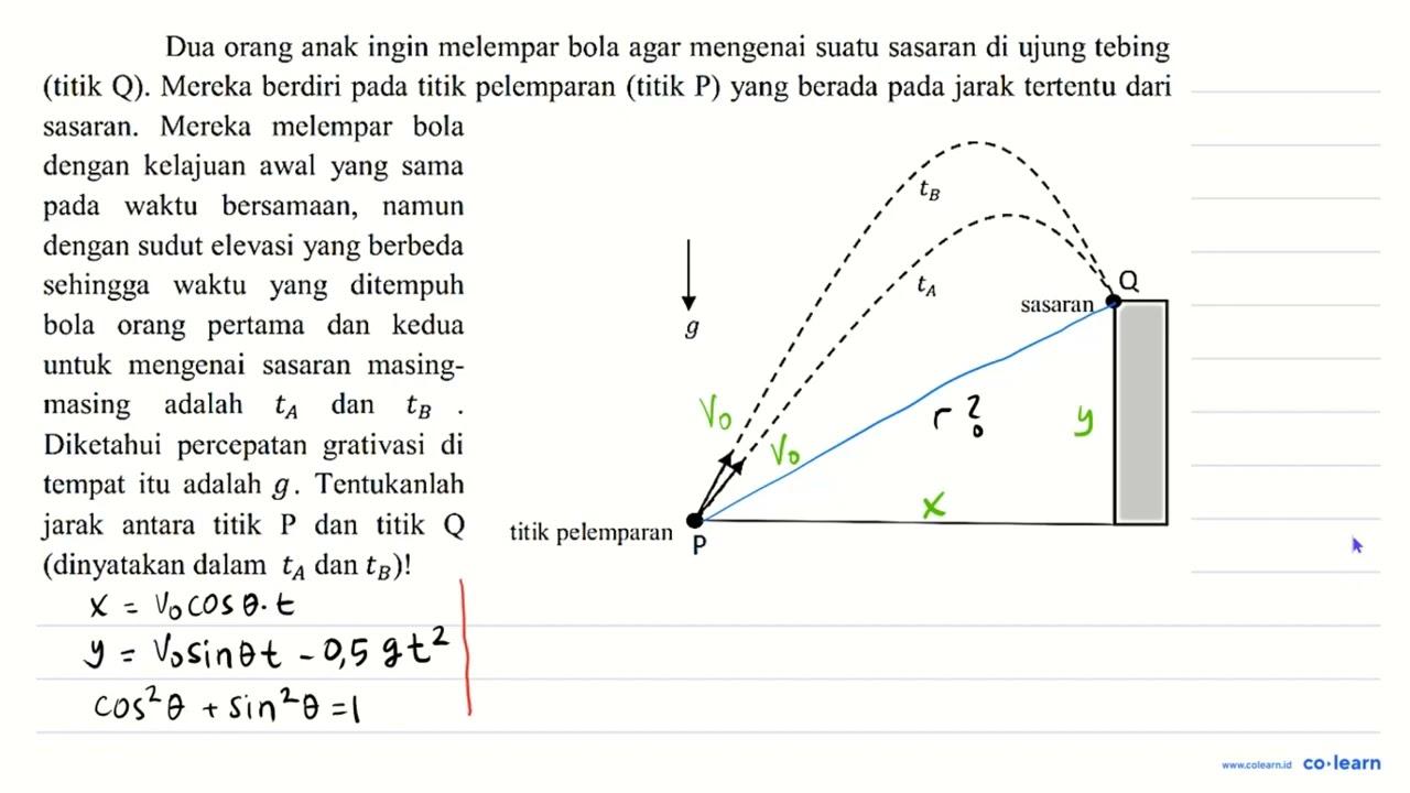 Dua orang anak ingin melempar bola agar mengenai suatu