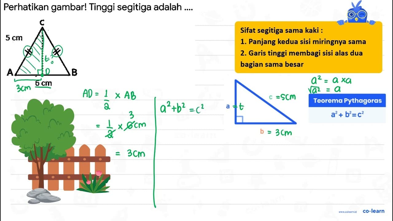 Perhatikan gambar! Tinggi segitiga adalah ....