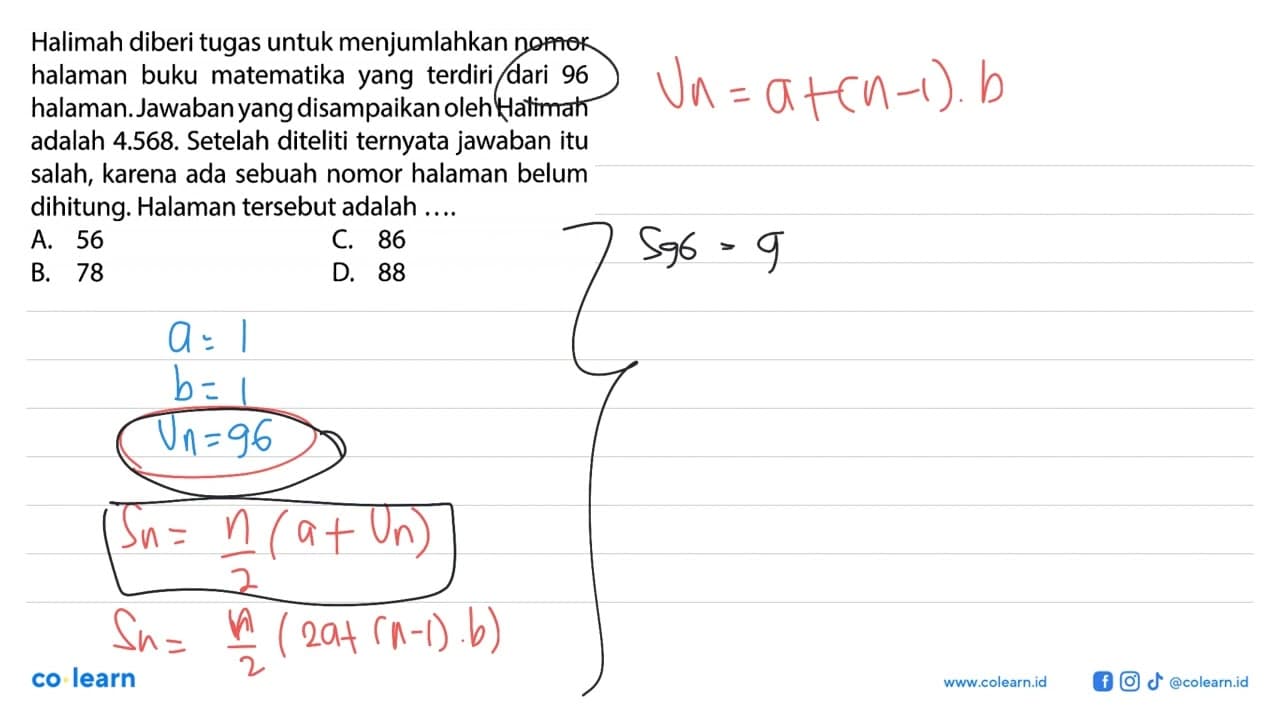 Halimah diberi tugas untuk menjumlahkan nomor halaman buku