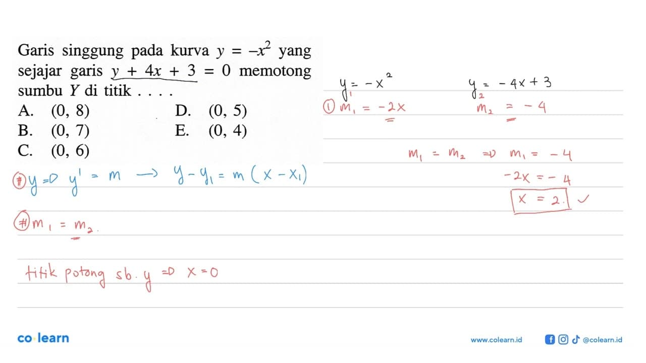 Garis singgung pada kurva y=-x^2 yang sejajar garis