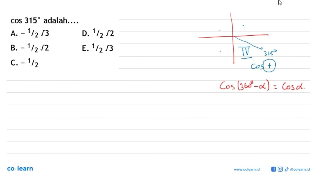 cos 315 adalah....
