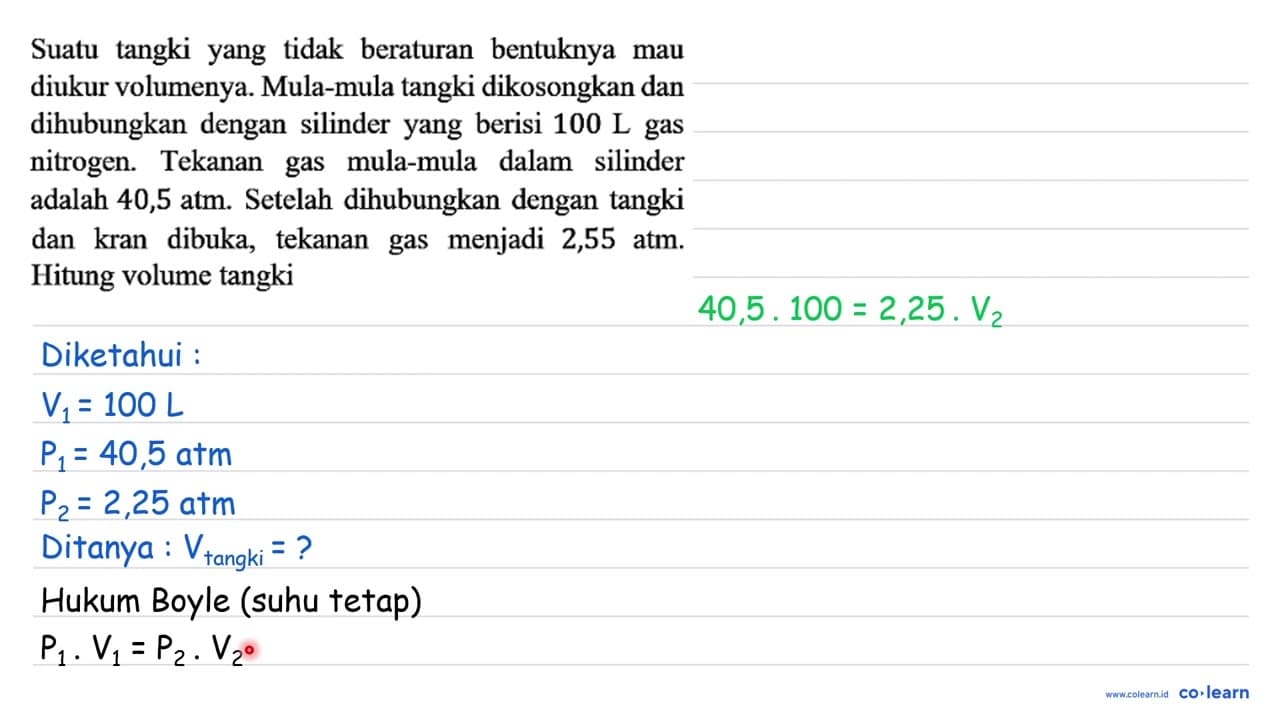 Suatu tangki yang tidak beraturan bentuknya mau diukur