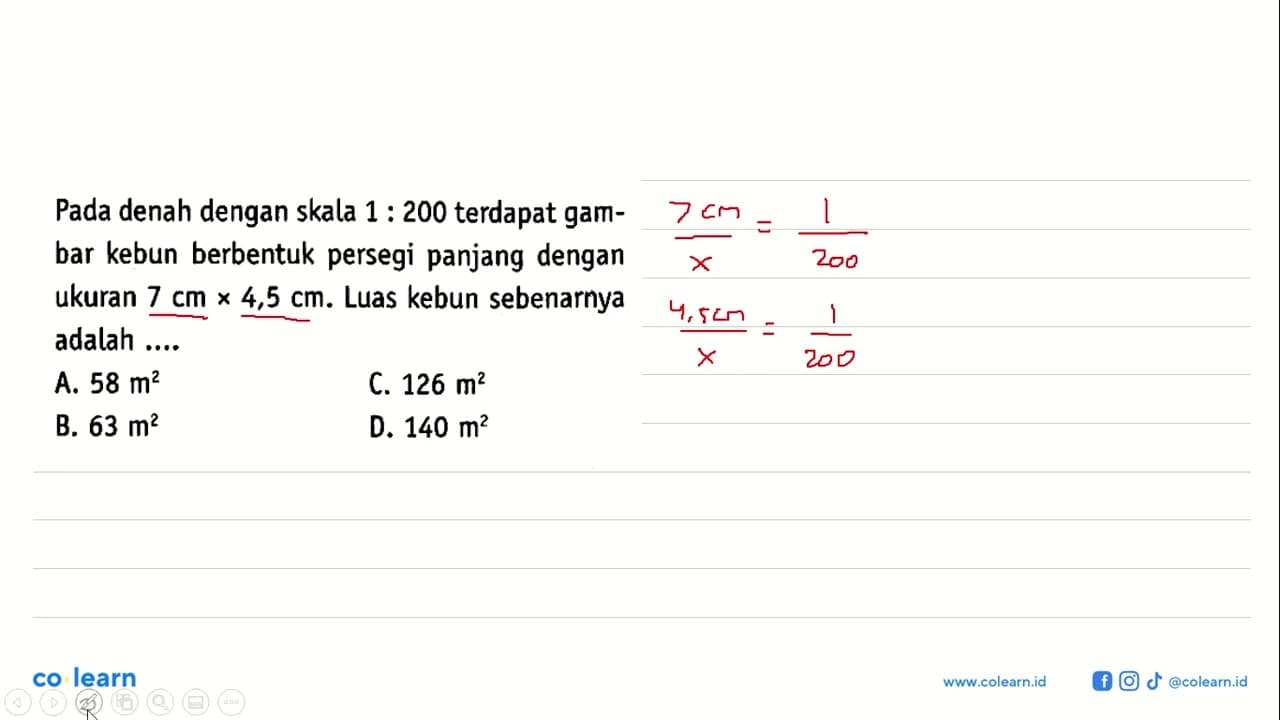 Pada denah dengan skala 1: 200 terdapat gambar kebun