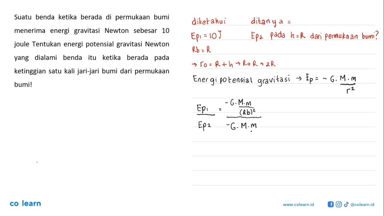 Suatu benda ketika berada di permukaan bumi menerima energi