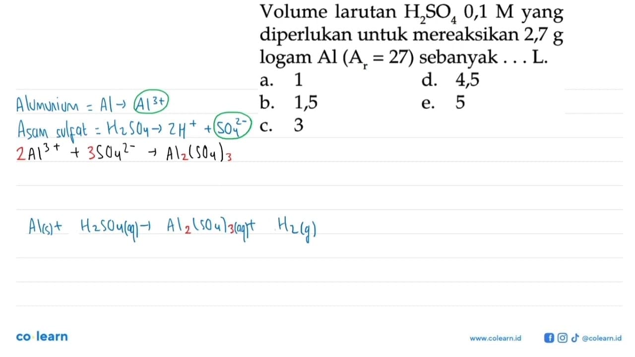 Volume larutan H2 SO4 0,1 M yang diperlukan untuk