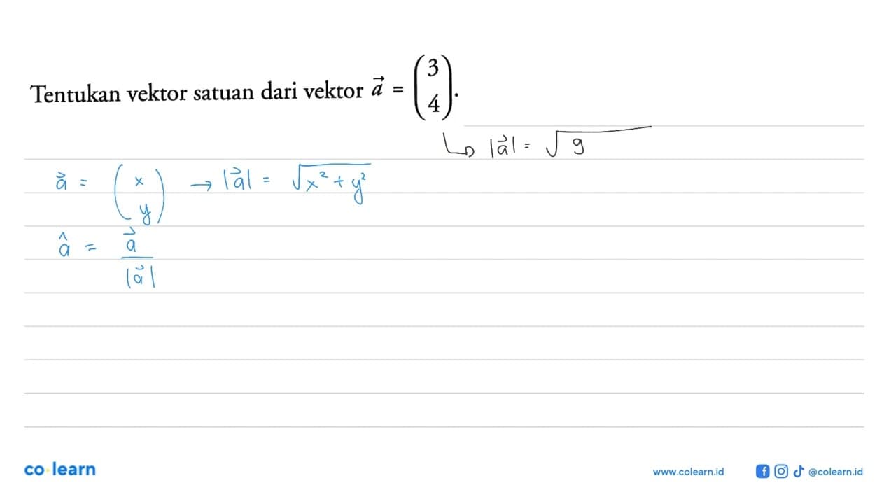 Tentukan vektor satuan dari vektor a=(3 4).