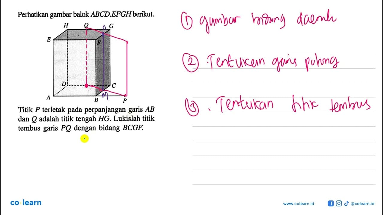 Perhatikan gambar balok ABCD.EFGH berikut. Titik P terletak