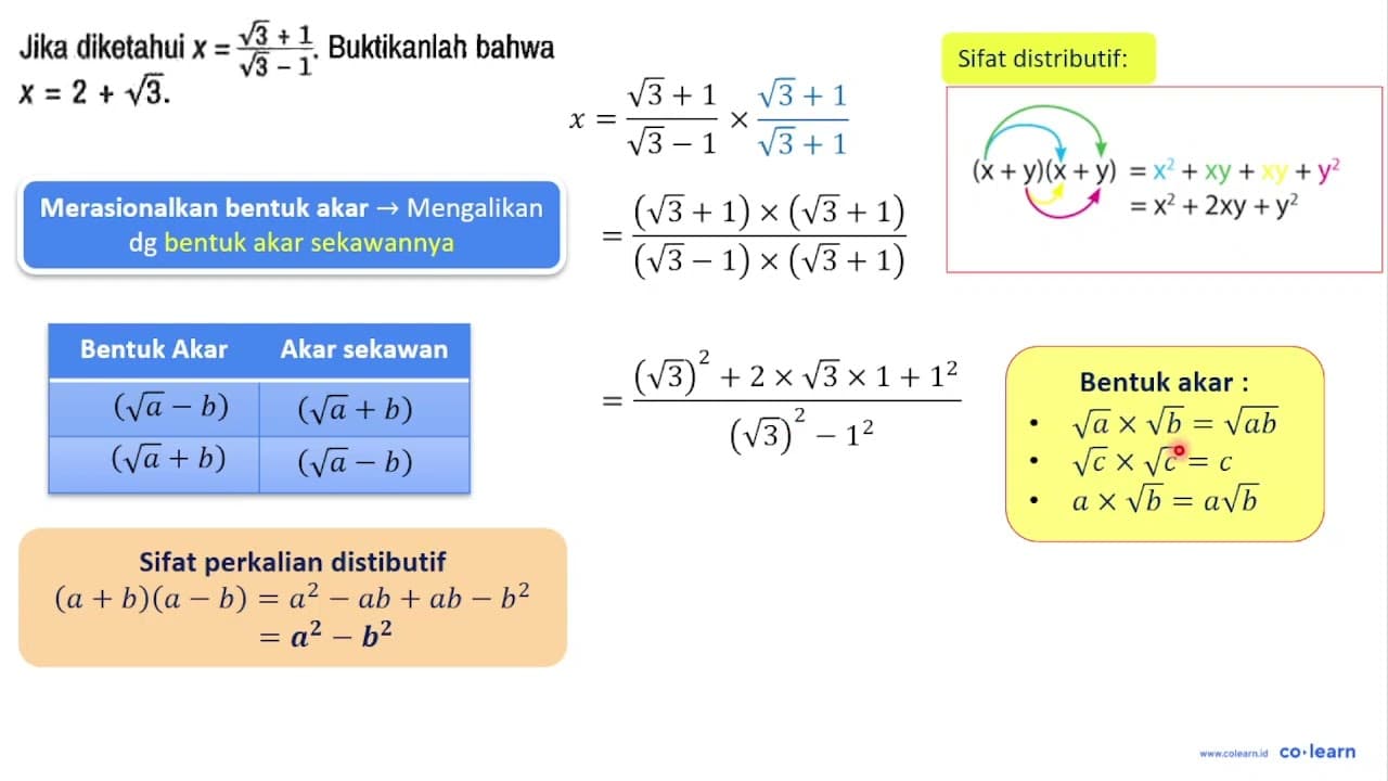 Jika diketahui x = (akar(3) + 1)/(akar(3) - 1). Buktikanlah