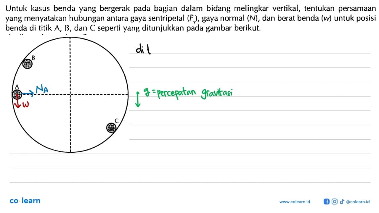 Untuk kasus benda yang bergerak pada bagian dalam bidang