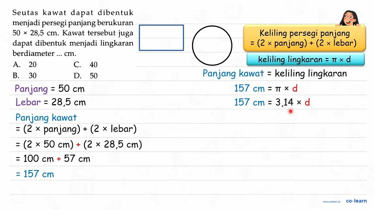 Seutas kawat dapat dibentuk menjadi persegi panjang