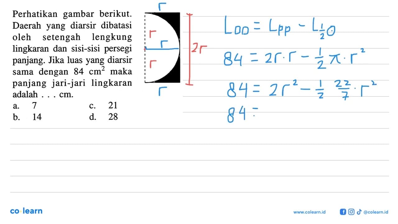 Perhatikan gambar berikut.Daerah yang diarsir dibatasi oleh