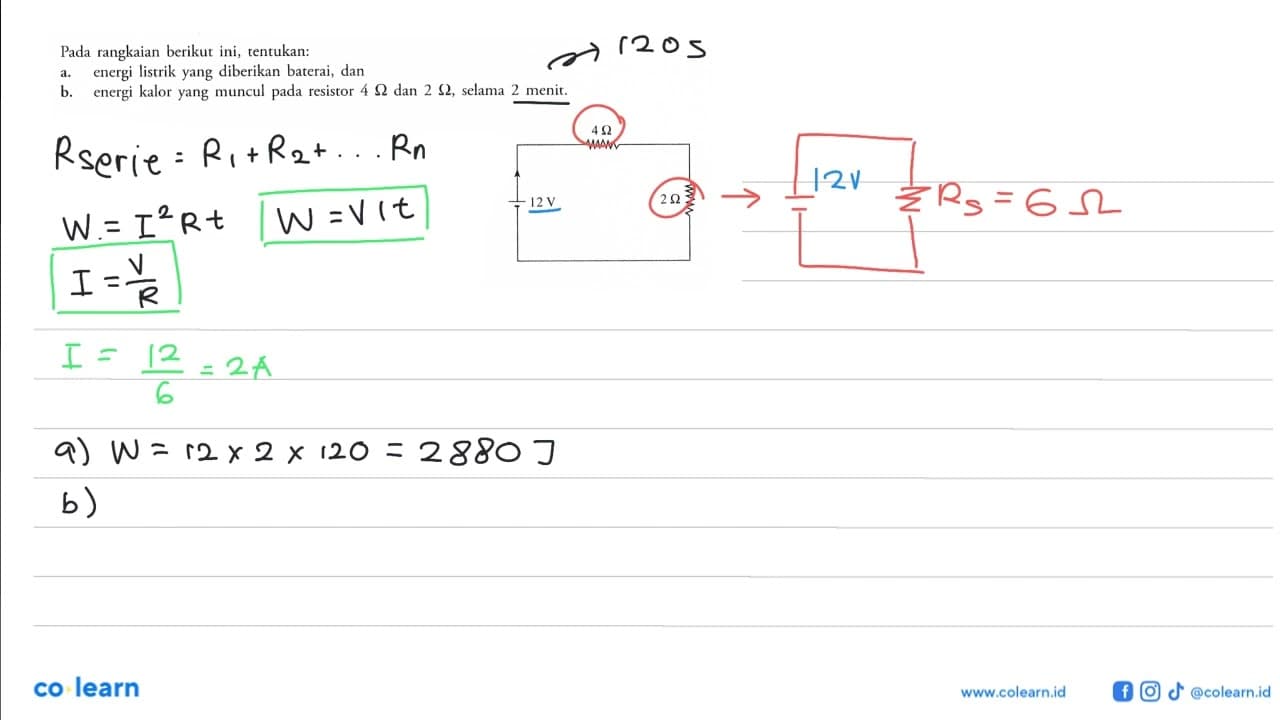 Pada rangkaian berikut ini, tentukan: a. energi listrik