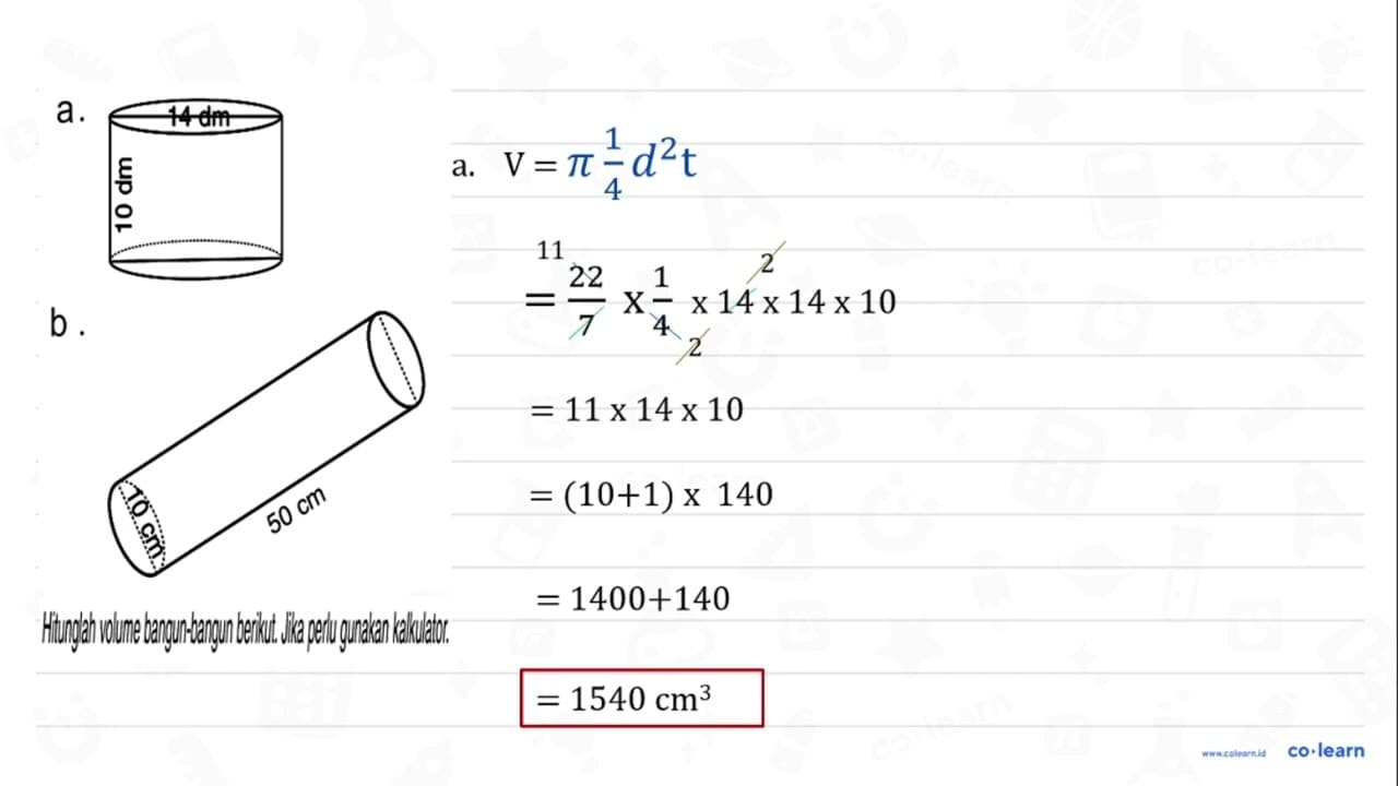 a. 10 dm 14 dm b. 10 cm 50 cm