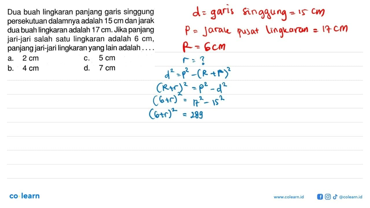 Dua buah lingkaran panjang garis singgung persekutuan