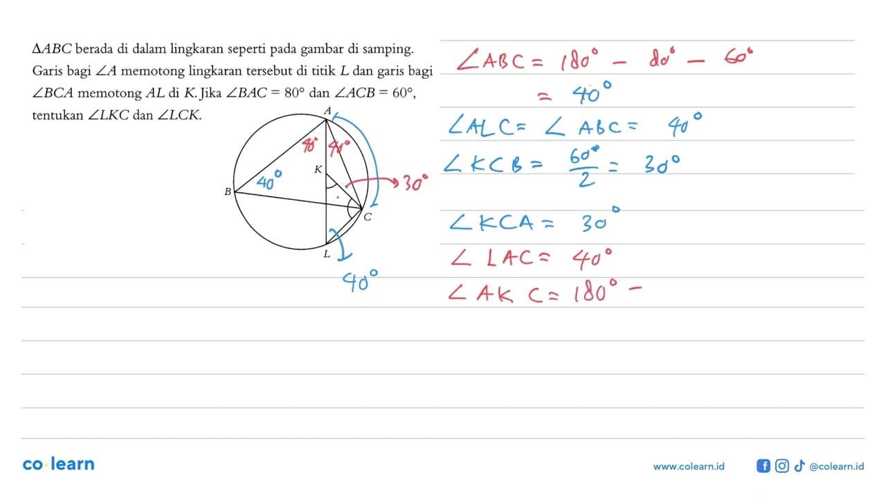 segitiga ABC berada di dalam lingkaran seperti pada gambar