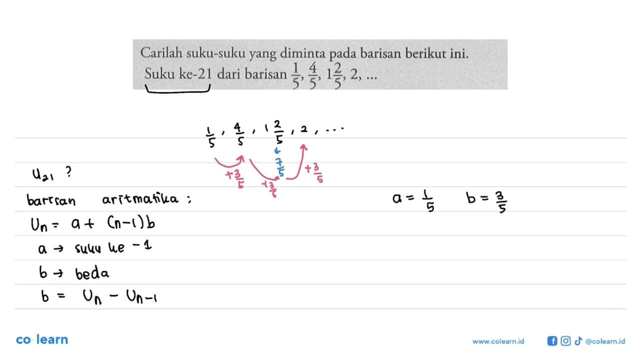 Carilah suku-suku yang diminta pada barisan berikut ini: