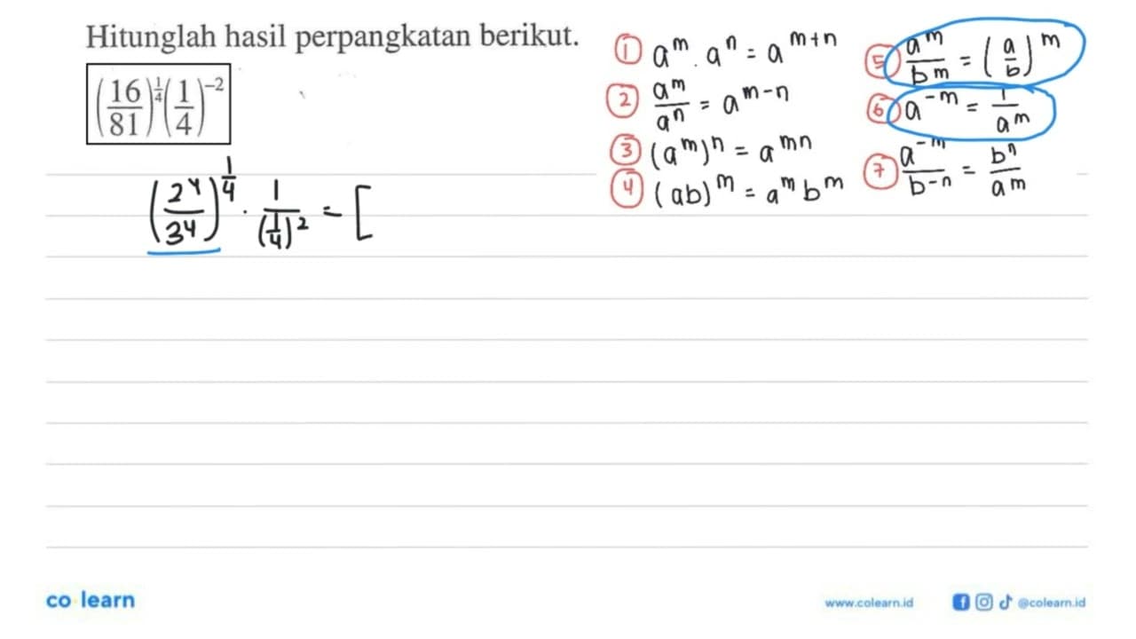 Hitunglah hasil perpangkatan berikut.