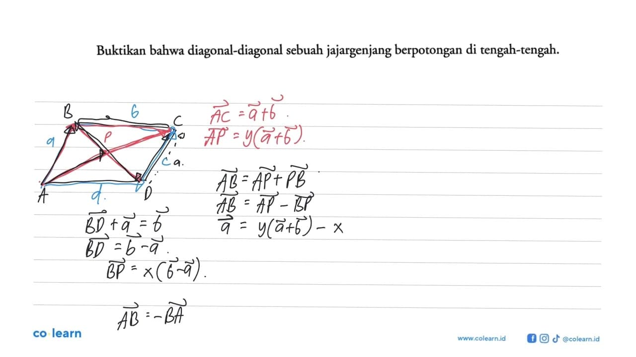 Buktikan bahwa diagonal-diagonal sebuah jajargenjang