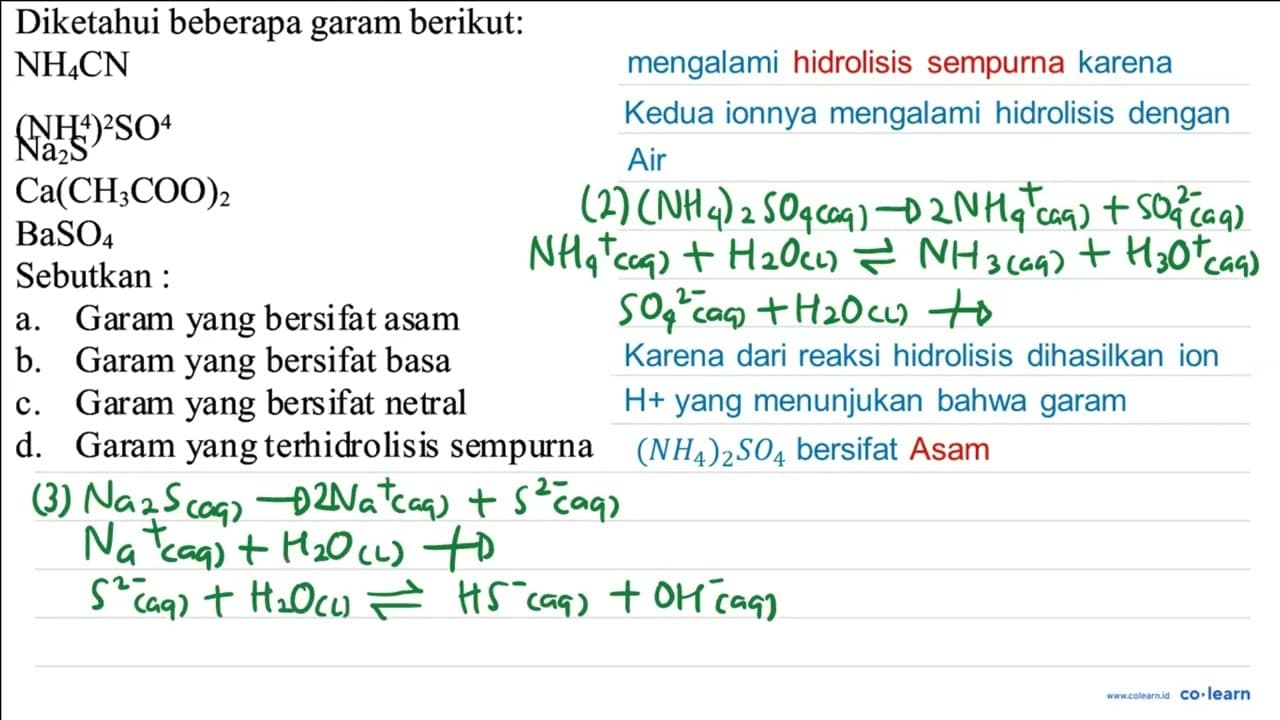 Diketahui beberapa garam berikut: NH_(4) CN (NH_(2)