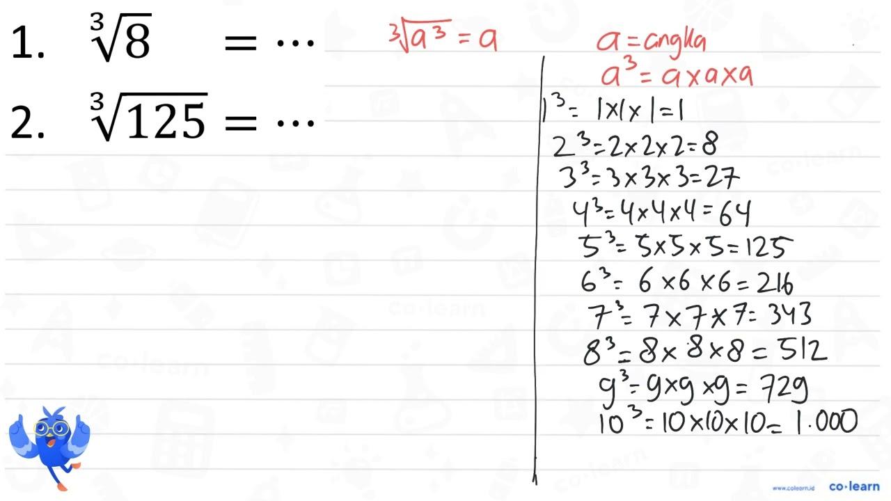 1. 8^(1/3)=... 2. 125^(1/3)=...