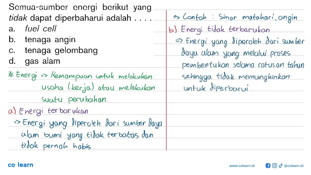 Semua-sumber energi berikut yang tidak dapat diperbaharui