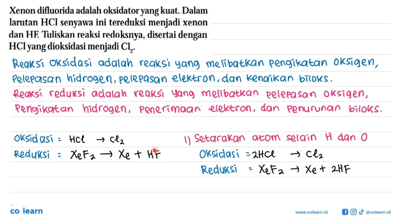 Xenon difluorida adalah oksidator yang kuat. Dalam larutan