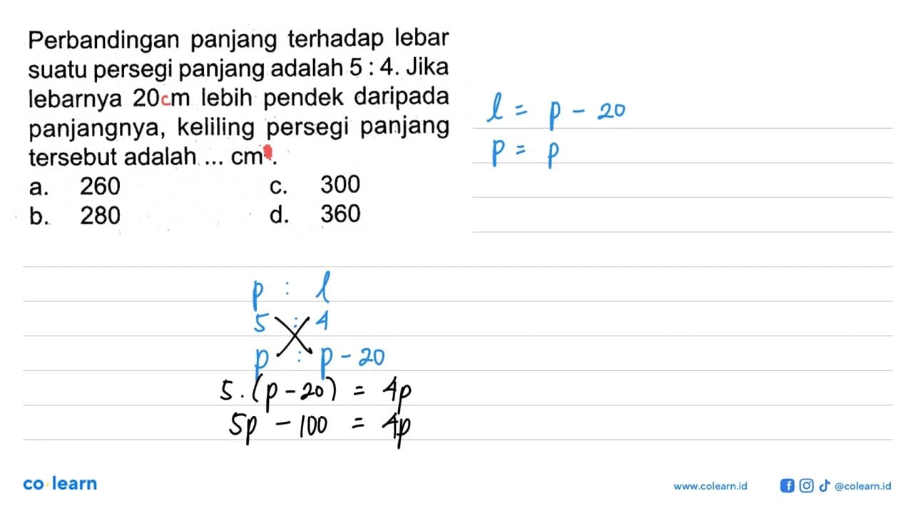 Perbandingan panjang terhadap lebar suatu persegi panjang