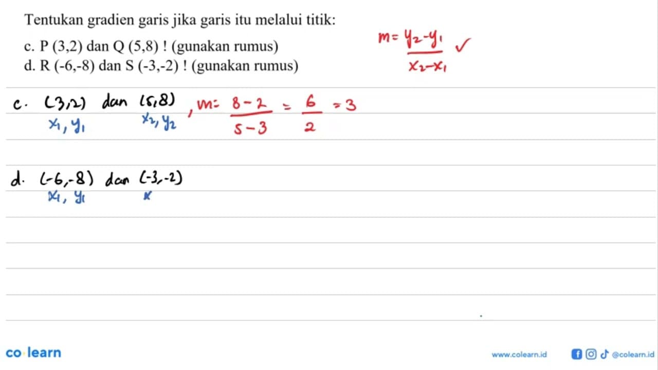 Tentukan gradien garis jika garis itu melalui titik: c. P